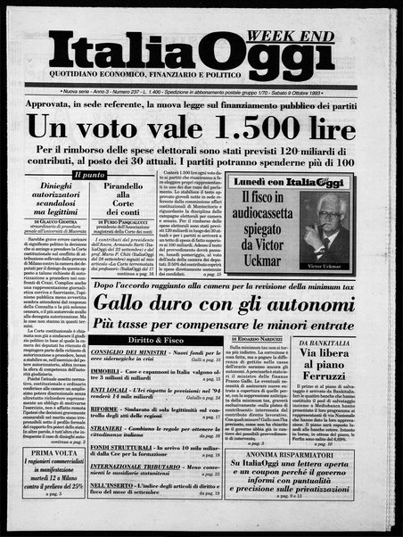 Italia oggi : quotidiano di economia finanza e politica